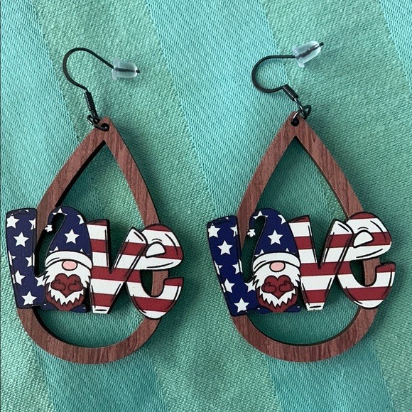 Patriotic Love Teardrop Earrings - Picture 2 of 4